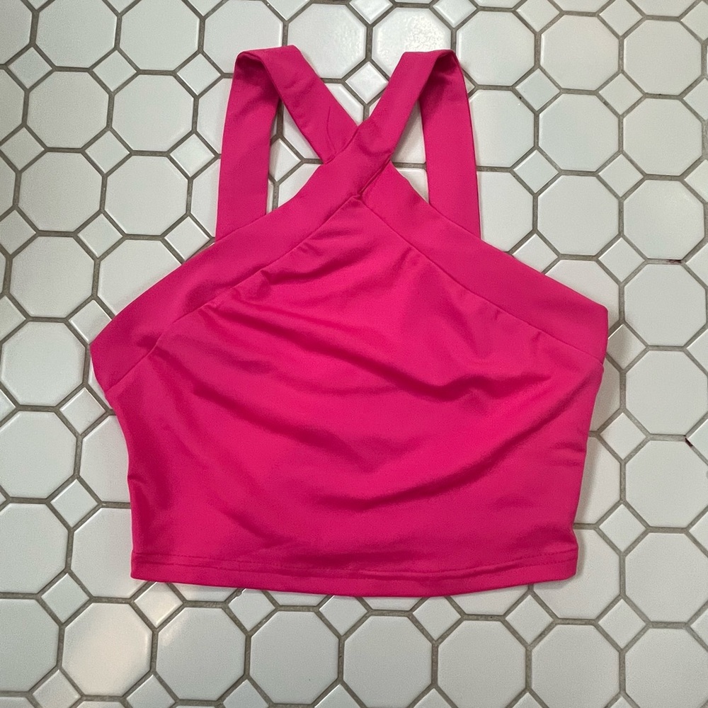 SHEIN Pink Cross-front Top